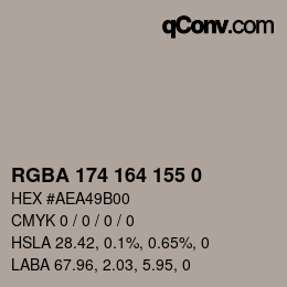 Color code: RGBA 174 164 155 0 | qconv.com