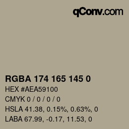 Color code: RGBA 174 165 145 0 | qconv.com