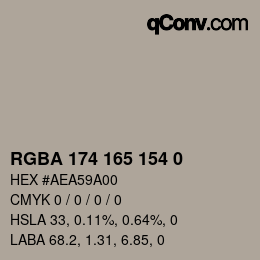Color code: RGBA 174 165 154 0 | qconv.com