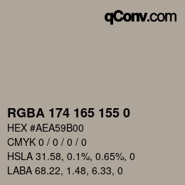 Color code: RGBA 174 165 155 0 | qconv.com