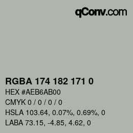 Color code: RGBA 174 182 171 0 | qconv.com