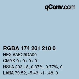 Color code: RGBA 174 201 218 0 | qconv.com