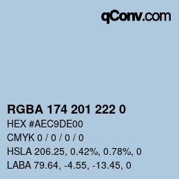 Color code: RGBA 174 201 222 0 | qconv.com