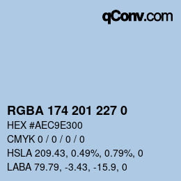 Color code: RGBA 174 201 227 0 | qconv.com