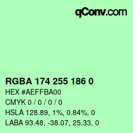 Farbcode: RGBA 174 255 186 0 | qconv.com