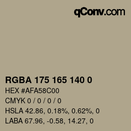 Color code: RGBA 175 165 140 0 | qconv.com
