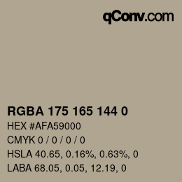 颜色代码: RGBA 175 165 144 0 | qconv.com