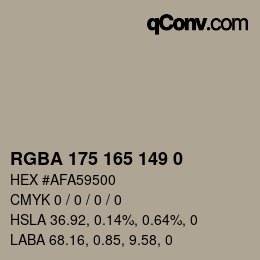 Color code: RGBA 175 165 149 0 | qconv.com