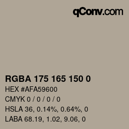 Color code: RGBA 175 165 150 0 | qconv.com