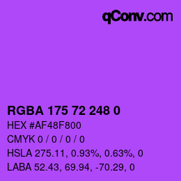 Color code: RGBA 175 72 248 0 | qconv.com