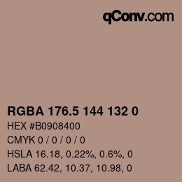 Color code: RGBA 176.5 144 132 0 | qconv.com
