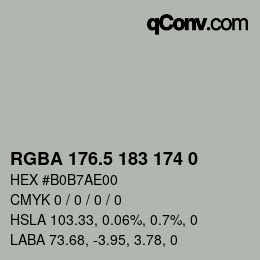 Color code: RGBA 176.5 183 174 0 | qconv.com