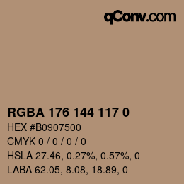 Color code: RGBA 176 144 117 0 | qconv.com