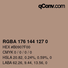 Color code: RGBA 176 144 127 0 | qconv.com
