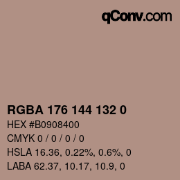 Color code: RGBA 176 144 132 0 | qconv.com