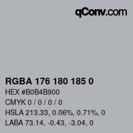 Farbcode: RGBA 176 180 185 0 | qconv.com