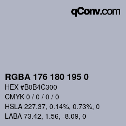 Color code: RGBA 176 180 195 0 | qconv.com