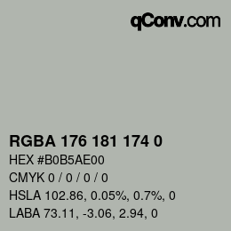 Color code: RGBA 176 181 174 0 | qconv.com