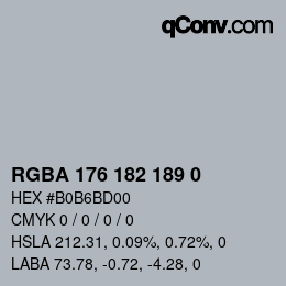 Color code: RGBA 176 182 189 0 | qconv.com