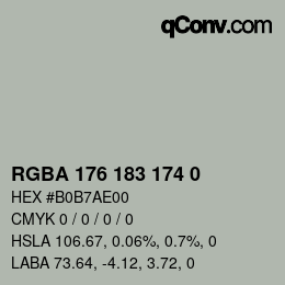 Color code: RGBA 176 183 174 0 | qconv.com