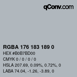Farbcode: RGBA 176 183 189 0 | qconv.com