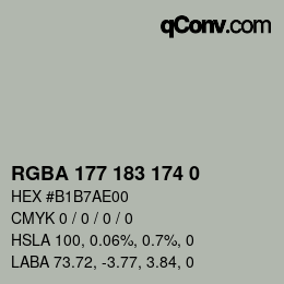 Color code: RGBA 177 183 174 0 | qconv.com