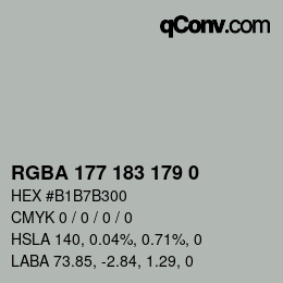 Color code: RGBA 177 183 179 0 | qconv.com