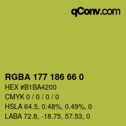 Farbcode: RGBA 177 186 66 0 | qconv.com