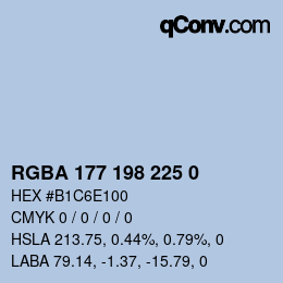 Color code: RGBA 177 198 225 0 | qconv.com