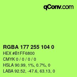 Color code: RGBA 177 255 104 0 | qconv.com