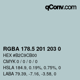 Color code: RGBA 178.5 201 203 0 | qconv.com