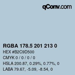 Color code: RGBA 178.5 201 213 0 | qconv.com