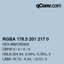 Color code: RGBA 178.5 201 217 0 | qconv.com