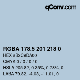 Color code: RGBA 178.5 201 218 0 | qconv.com