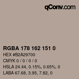 Color code: RGBA 178 162 151 0 | qconv.com
