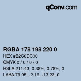 Color code: RGBA 178 198 220 0 | qconv.com