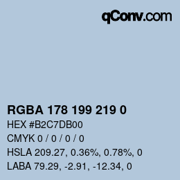 Color code: RGBA 178 199 219 0 | qconv.com