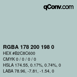 颜色代码: RGBA 178 200 198 0 | qconv.com