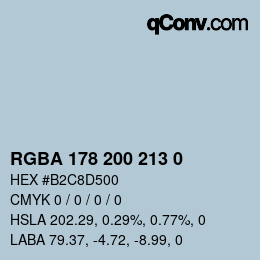 Color code: RGBA 178 200 213 0 | qconv.com