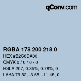 Color code: RGBA 178 200 218 0 | qconv.com