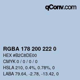 颜色代码: RGBA 178 200 222 0 | qconv.com
