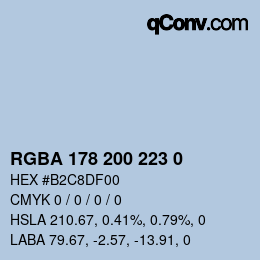 Color code: RGBA 178 200 223 0 | qconv.com