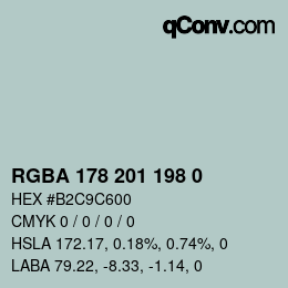 Color code: RGBA 178 201 198 0 | qconv.com
