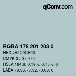 Color code: RGBA 178 201 203 0 | qconv.com