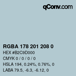 Color code: RGBA 178 201 208 0 | qconv.com