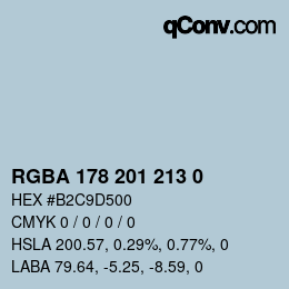 Color code: RGBA 178 201 213 0 | qconv.com