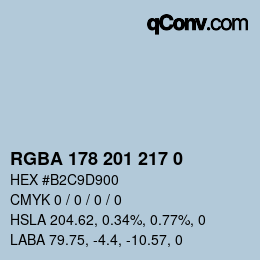 Color code: RGBA 178 201 217 0 | qconv.com