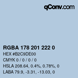 Color code: RGBA 178 201 222 0 | qconv.com