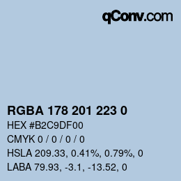 Color code: RGBA 178 201 223 0 | qconv.com