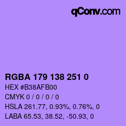 Farbcode: RGBA 179 138 251 0 | qconv.com